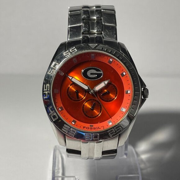 Georgia Bulldogs NCAA Stainless-Steel Chronograph Men's Watch by Fossil NEW - Picture 1 of 9
